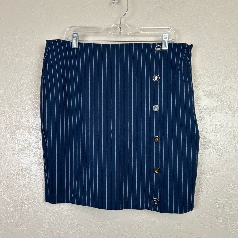 Ralph Lauren Asymmetrical Navy Skirt with‎ Stripes
